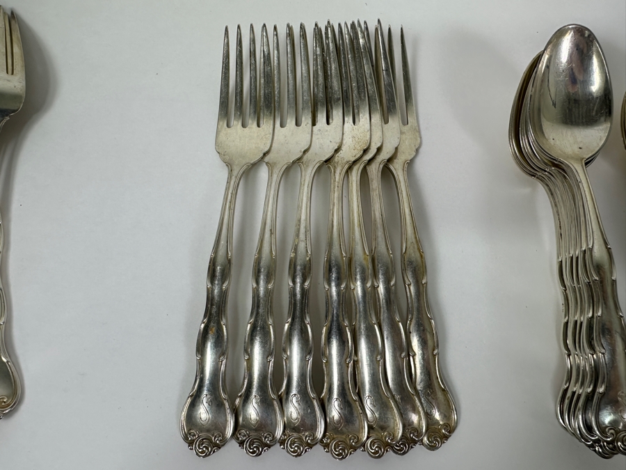 Gorham Rondo Sterling Silver Flatware Service - 51 Pieces - See Description For Breakdown - Sterling Silver Weighs 1,595g = $3,400 Silver Melt Value Not Including Knives [Photo 12]