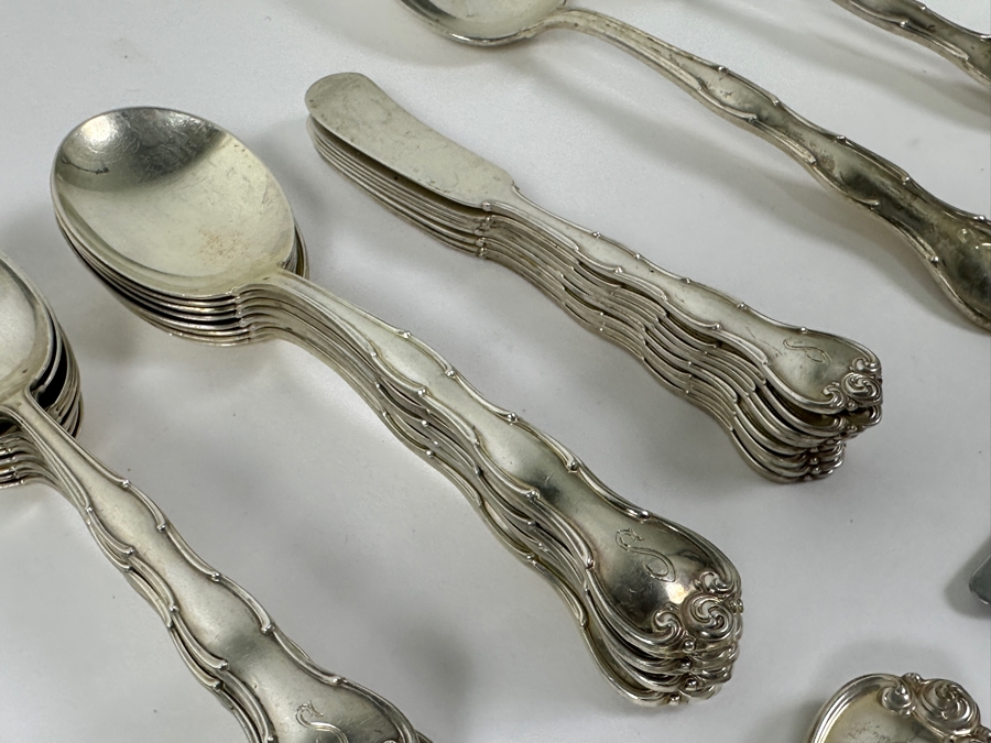 Gorham Rondo Sterling Silver Flatware Service - 51 Pieces - See Description For Breakdown - Sterling Silver Weighs 1,595g = $3,400 Silver Melt Value Not Including Knives [Photo 5]