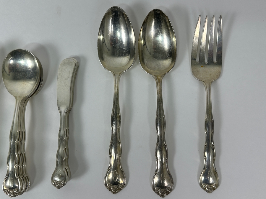 Gorham Rondo Sterling Silver Flatware Service - 51 Pieces - See Description For Breakdown - Sterling Silver Weighs 1,595g = $3,400 Silver Melt Value Not Including Knives [Photo 6]