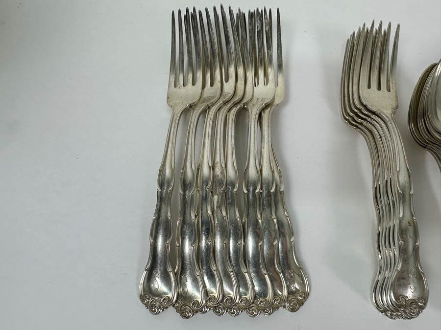 Gorham Rondo Sterling Silver Flatware Service - 51 Pieces - See Description For Breakdown - Sterling Silver Weighs 1,595g = $3,400 Silver Melt Value Not Including Knives [Photo 10]