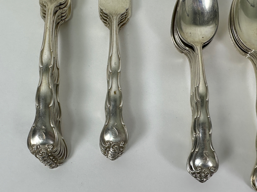 Gorham Rondo Sterling Silver Flatware Service - 51 Pieces - See Description For Breakdown - Sterling Silver Weighs 1,595g = $3,400 Silver Melt Value Not Including Knives [Photo 2]