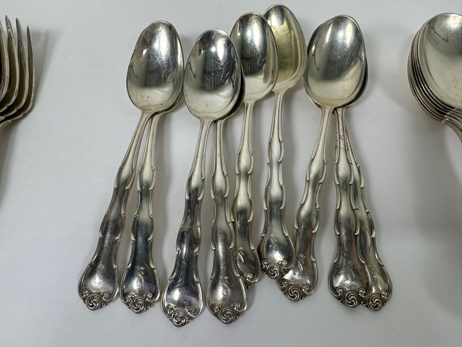 Gorham Rondo Sterling Silver Flatware Service - 51 Pieces - See Description For Breakdown - Sterling Silver Weighs 1,595g = $3,400 Silver Melt Value Not Including Knives [Photo 14]
