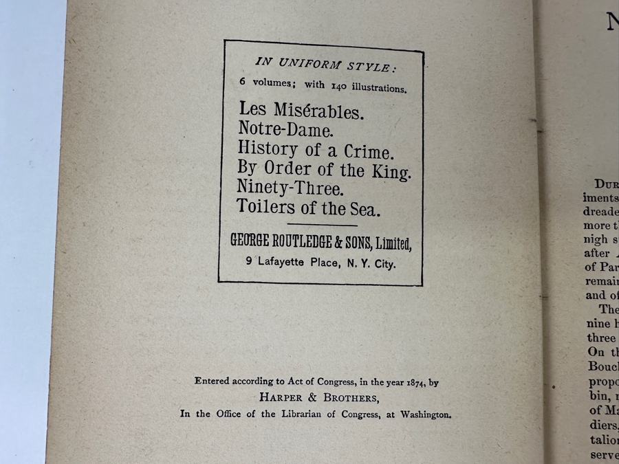 Hardcover Book Ninety-Three By Victor Hugo Published By George Routledge And Sons, Limited [Photo 7]