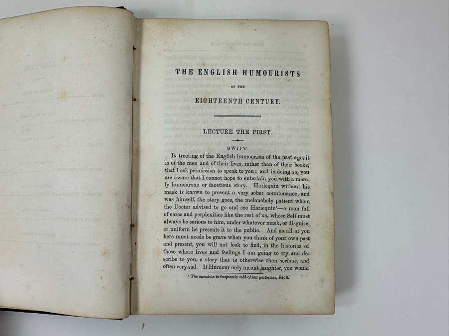 Antique 1853 First Edition Hardcover Book English Humourists Of The Eighteenth Century - A Series Of Lectures By W. M. Thackeray Published By Harper & Brothers [Photo 6]
