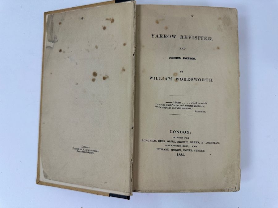 Antique 1835 First Edition Hardcover Book Yarrow Revisited And Other Poems By William Wordsworth London [Photo 4]