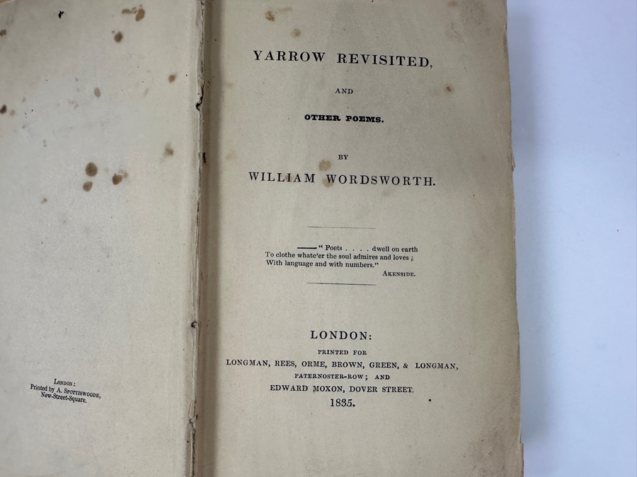 Antique 1835 First Edition Hardcover Book Yarrow Revisited And Other Poems By William Wordsworth London [Photo 5]