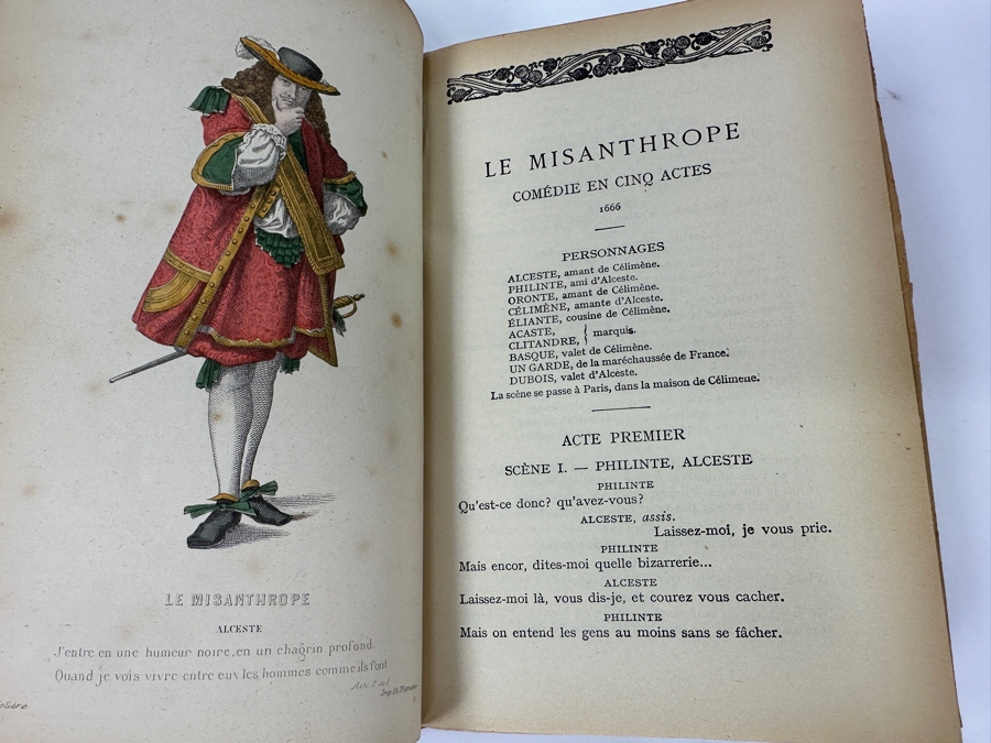 Antique Hardcover French Book Complete Works Of Moliere New Edition Volume Two With Colored Portraits Paris Garnier Brothers Bookstore [Photo 5]