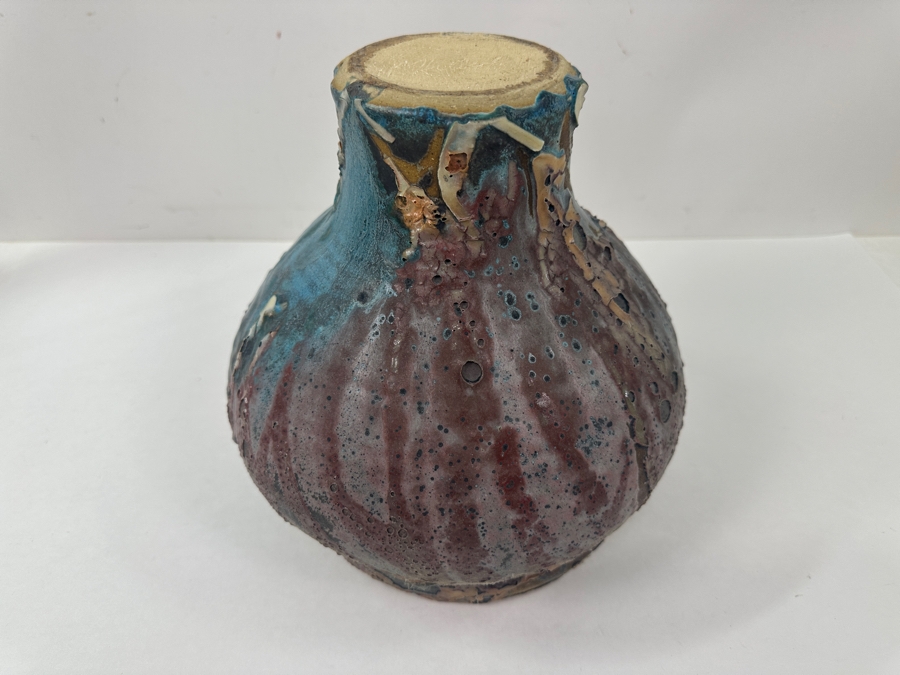 Vintage Art Pottery Vase Signed Underneath 9W X 9H [Photo 7]
