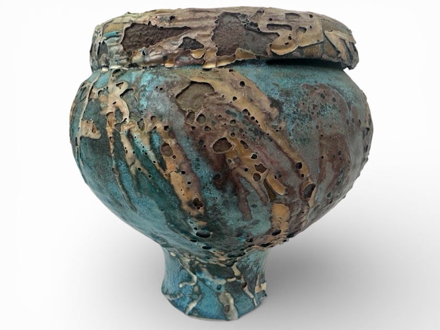 Vintage Art Pottery Vase Signed Underneath 9W X 9H