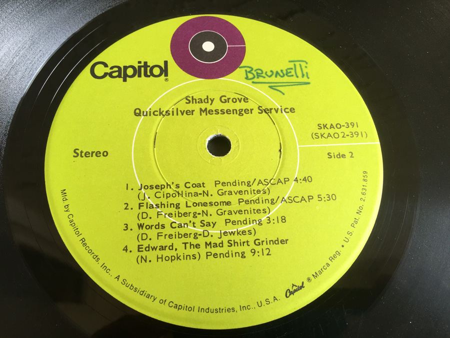 Quicksilver - Shady Grove - Capitol Records ‎- SKAO-391 [Photo 7]