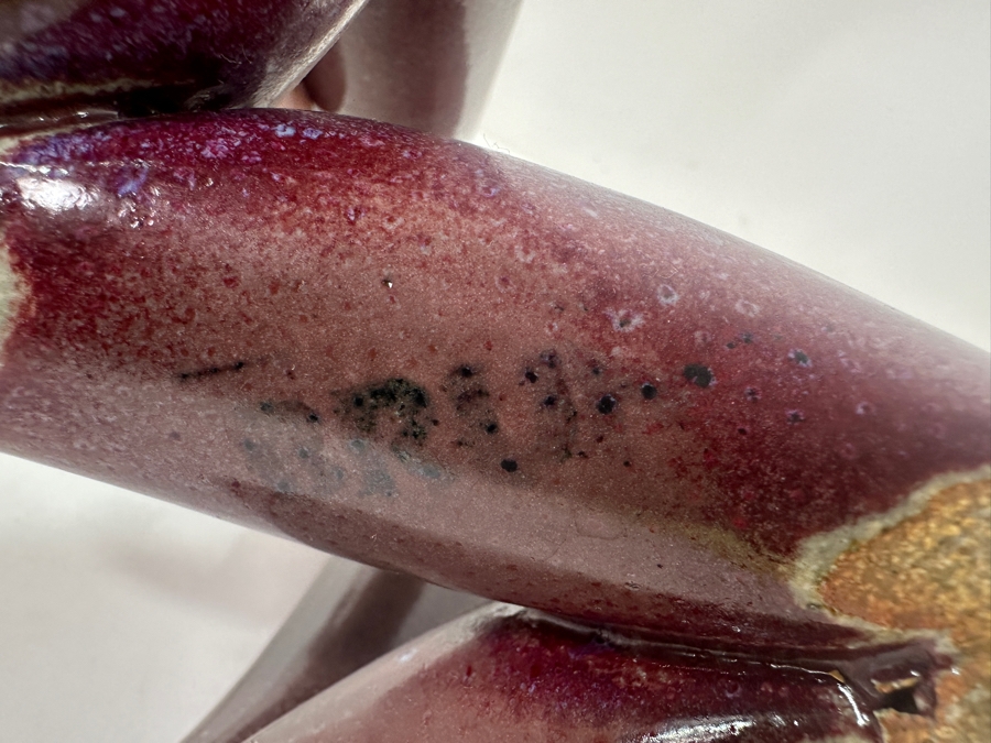 Mid-Century Modern Studio Pottery Zigzag Tube Vase Signed Underneath 8'W X 8'H [Photo 7]