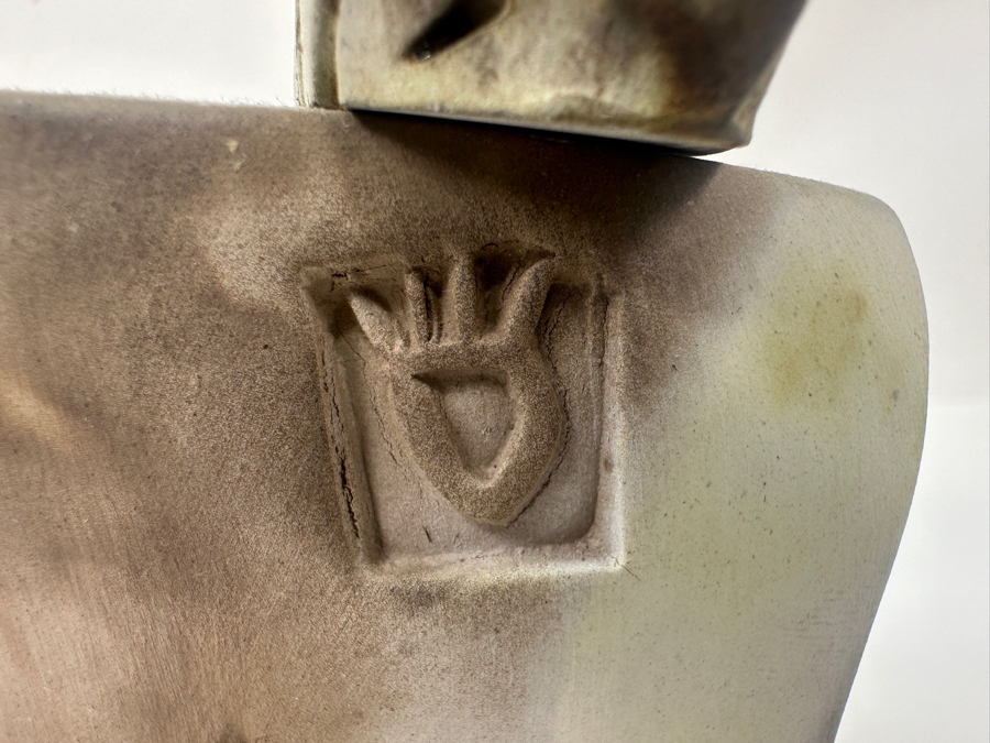 Signed Abstract Pottery Cat Figurine 4.5'W X 7.25'H [Photo 3]