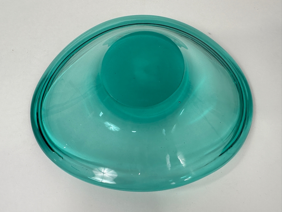 Vintage Per Lütken for Holmegaard Turquoise Handblown Art Glass Bowl 10.5'W x 8'D x 4'H [Photo 5]