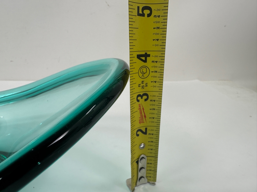 Vintage Per Lütken for Holmegaard Turquoise Handblown Art Glass Bowl 10.5'W x 8'D x 4'H [Photo 9]