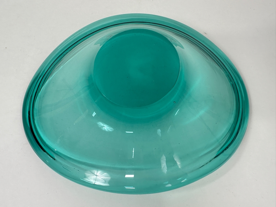 Vintage Per Lütken for Holmegaard Turquoise Handblown Art Glass Bowl 10.5'W x 8'D x 4'H [Photo 6]