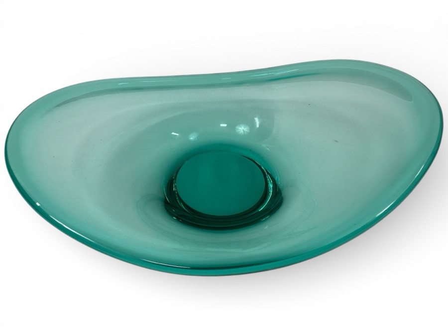 Vintage Per Lütken for Holmegaard Turquoise Handblown Art Glass Bowl 10.5'W x 8'D x 4'H