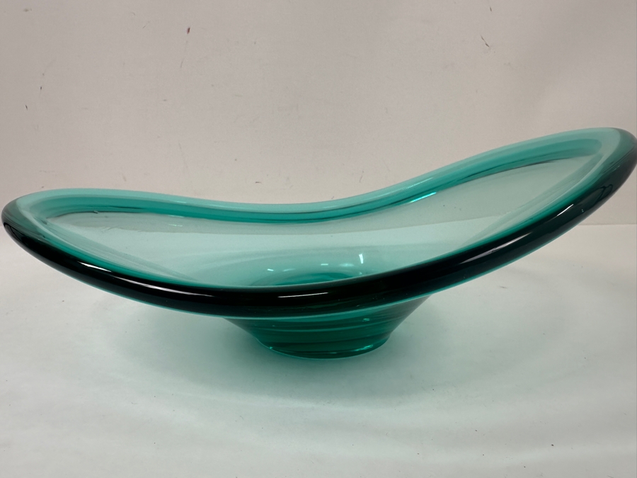 Vintage Per Lütken for Holmegaard Turquoise Handblown Art Glass Bowl 10.5'W x 8'D x 4'H [Photo 4]