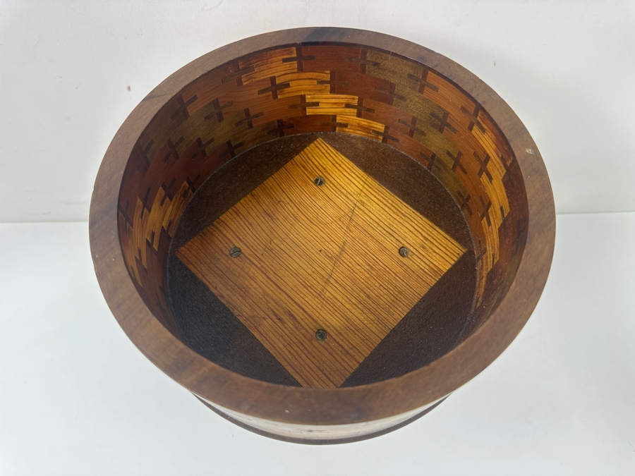 Vintage Mission Style Inlaid Wood Box with Pedestal Base 12'H [Photo 5]