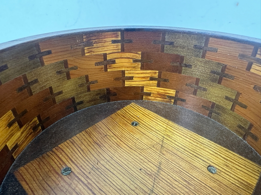 Vintage Mission Style Inlaid Wood Box with Pedestal Base 12'H [Photo 6]