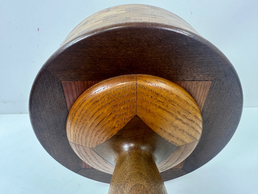 Vintage Mission Style Inlaid Wood Box with Pedestal Base 12'H [Photo 7]