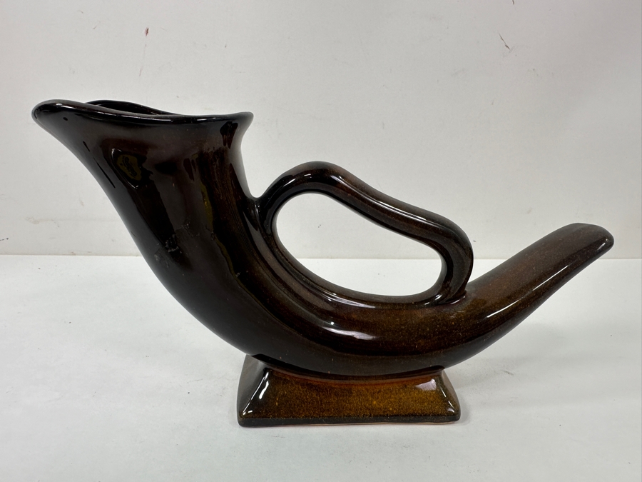 Vintage MCM Signed Anna Van Briggle Art Pottery Cornucopia Vase / Pitcher [Photo 3]