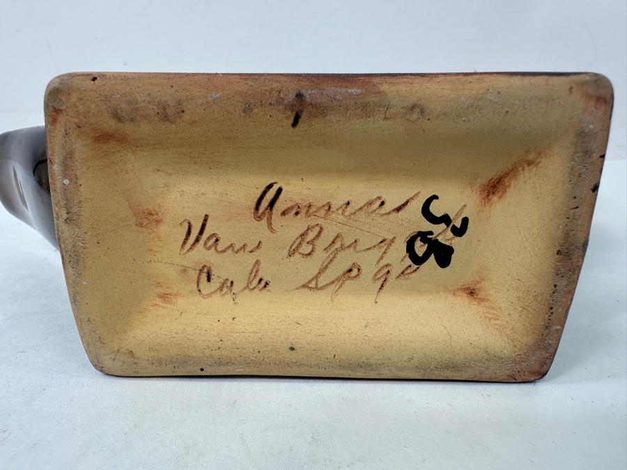 Vintage MCM Signed Anna Van Briggle Art Pottery Cornucopia Vase / Pitcher [Photo 4]