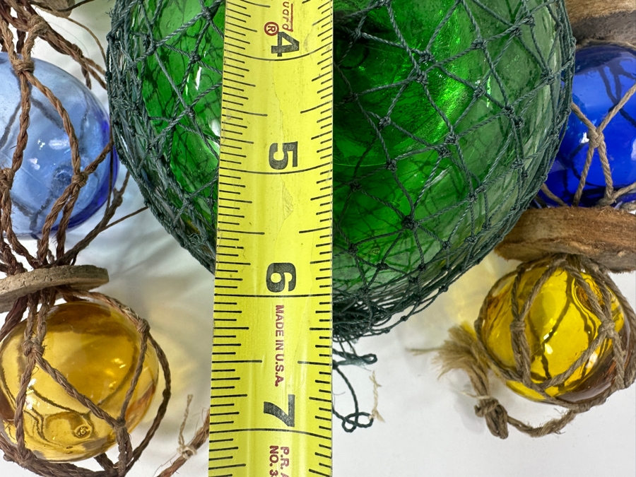 Japanese Glass Fishing Floats with Woven Rope Netting - Main Float 6.5'L [Photo 3]