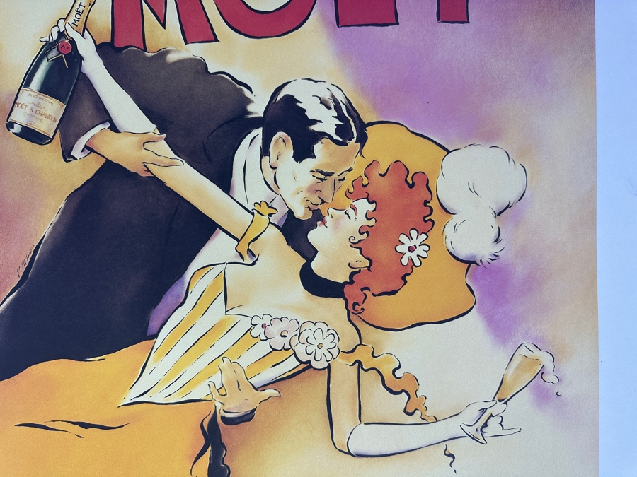 Vintage Moët & Chandon Champagne Advertising Poster Created by Artist Vince Mcindoe In 1996 18'W x 24'H [Photo 2]