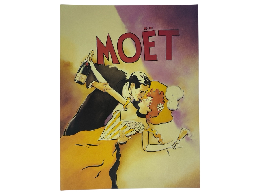 Vintage Moët & Chandon Champagne Advertising Poster Created by Artist Vince Mcindoe In 1996 18'W x 24'H