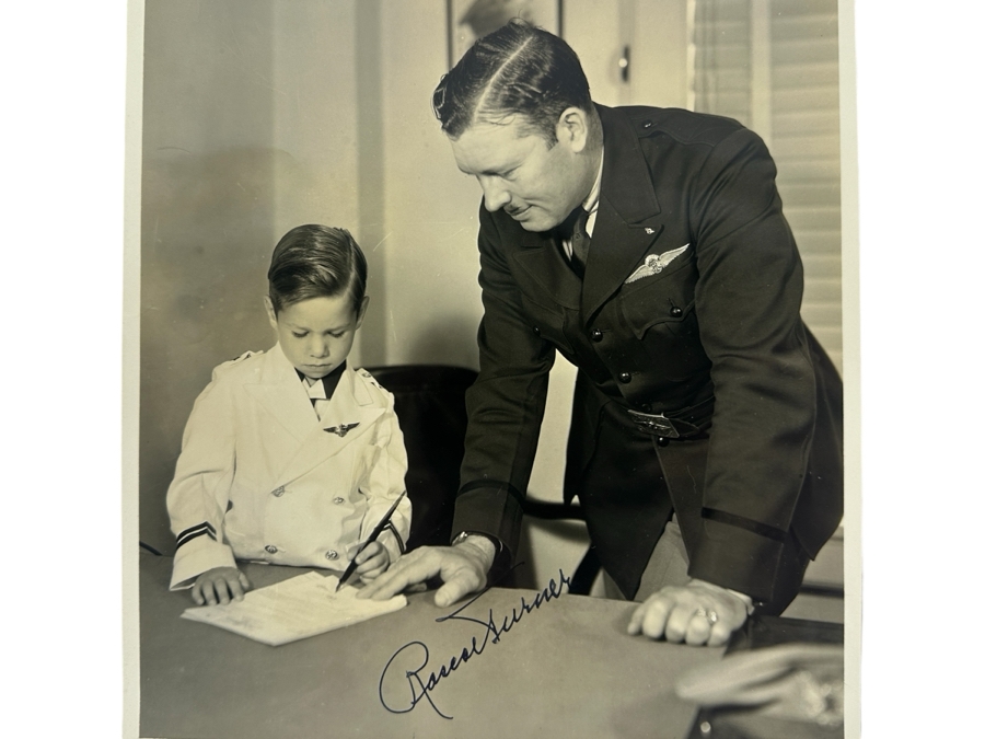 Historic Aviator Roscoe Turner Vintage Signed 8x10 Photograph