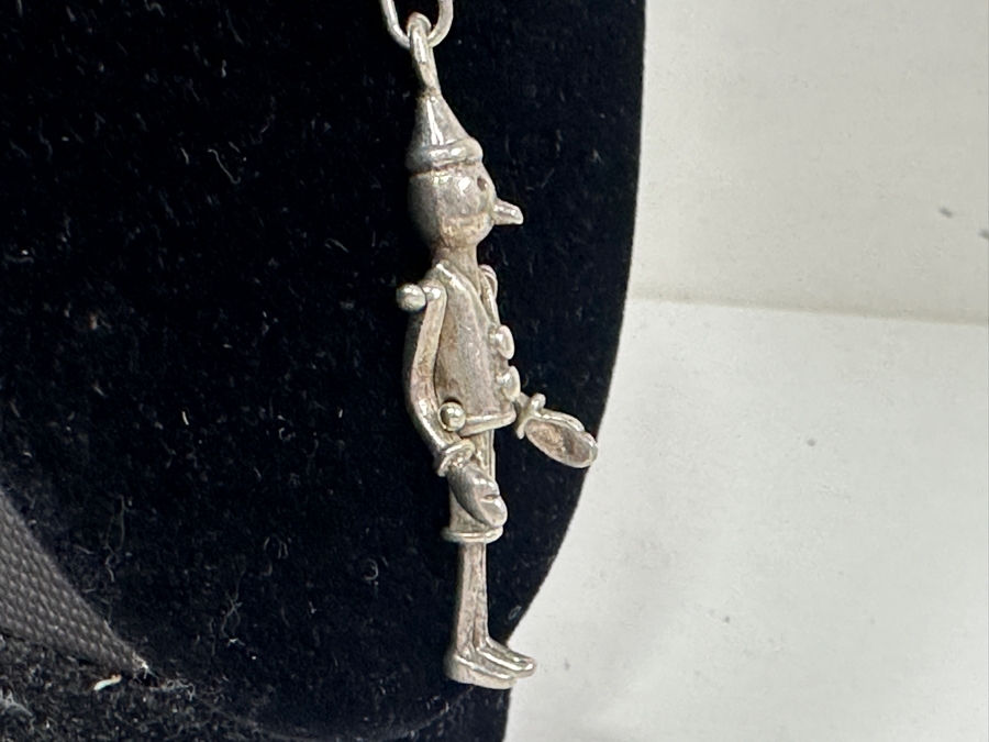Vintage Sterling Silver Articulated Pinocchio Puppet Pendant with 18' Chain 9.8g Marked 925 Italy [Photo 8]