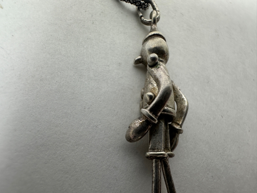 Vintage Sterling Silver Articulated Pinocchio Puppet Pendant with 18' Chain 9.8g Marked 925 Italy [Photo 5]
