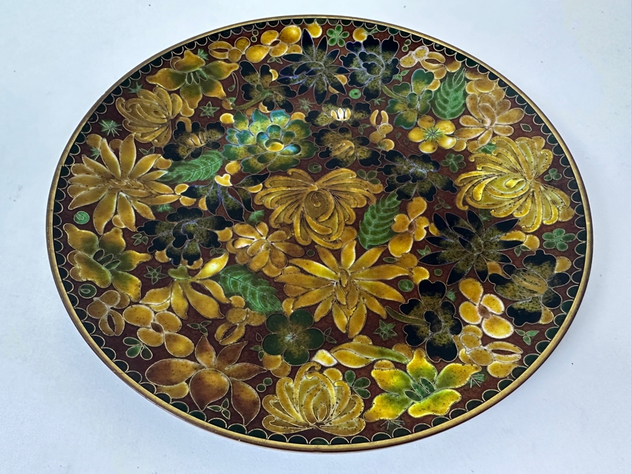 Vintage Chinese Cloisonné Enamel Plate with Floral Design 6.5'W [Photo 5]