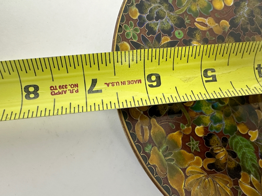 Vintage Chinese Cloisonné Enamel Plate with Floral Design 6.5'W [Photo 7]