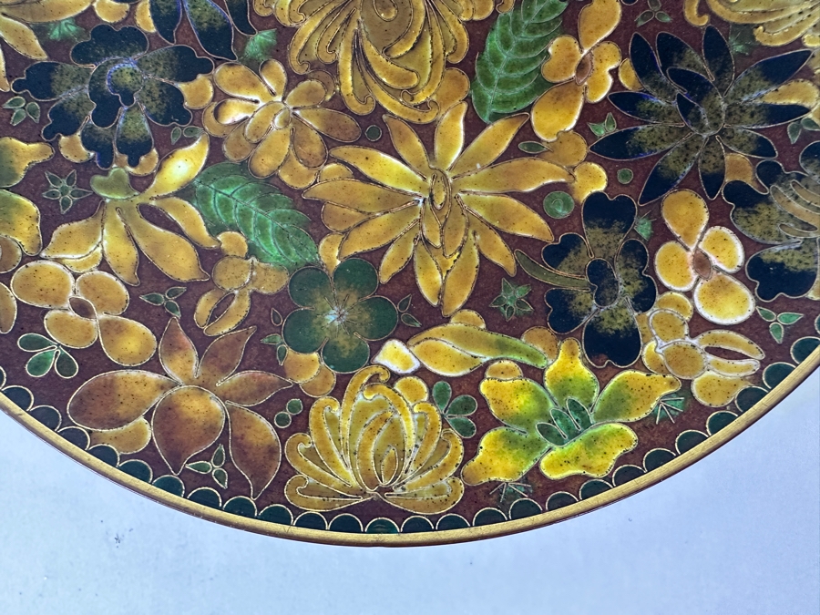 Vintage Chinese Cloisonné Enamel Plate with Floral Design 6.5'W [Photo 4]