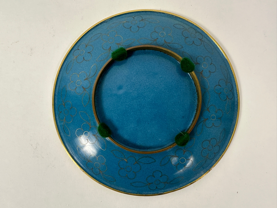 Vintage Chinese Cloisonné Enamel Plate with Floral Design 6.5'W [Photo 6]