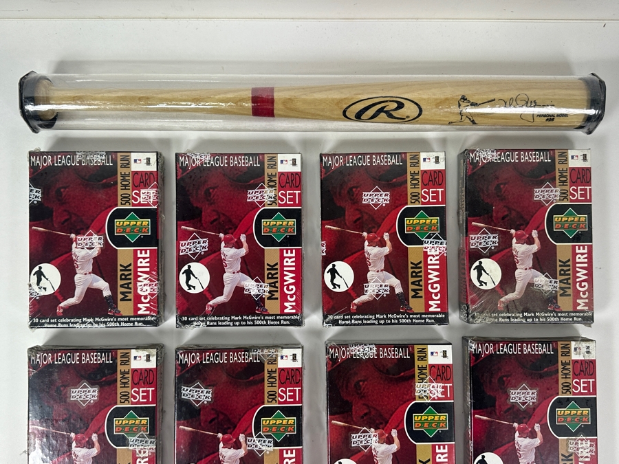 (8) Factory Sealed Upper Deck Mark McGwire 500 Home Run Card Set And (1) Mark McGwire Personal Model Mini Baseball Bat [Photo 4]