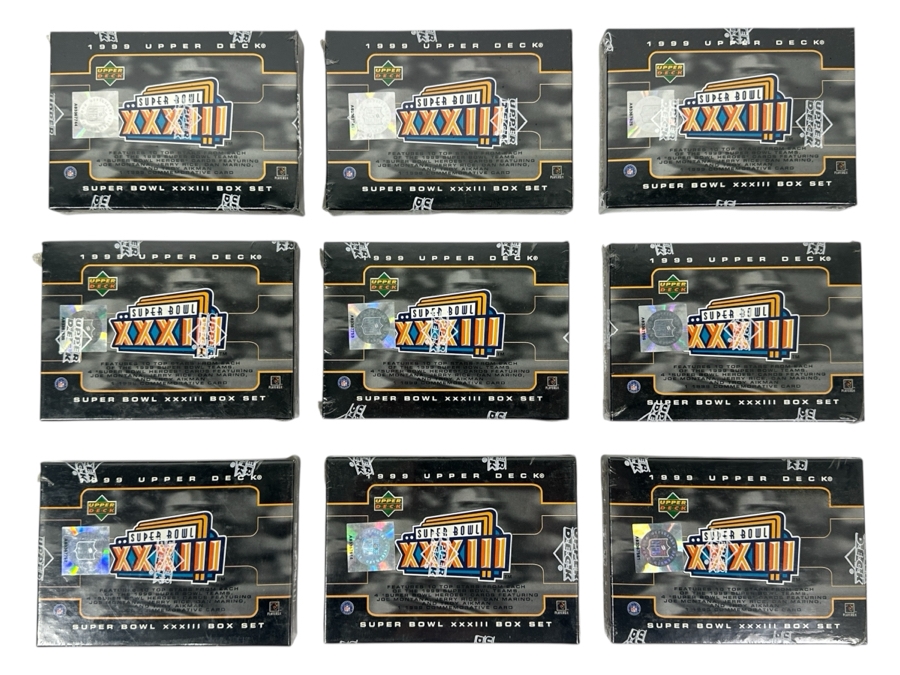 (9) Factory Sealed 1999 Upper Deck Super Bowl XXXIII Box Sets