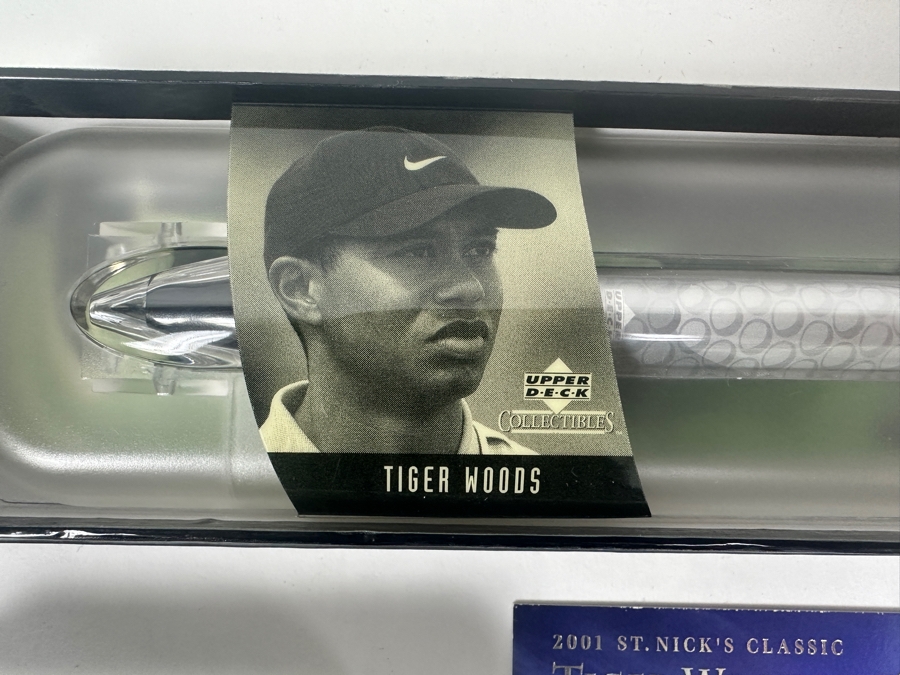 Tiger Woods Collectible Lot With (4) Upper Deck Collectibles Pens, (1) 2001 Upper Deck St. Nick's Classic Tiger Woods Ball Marker Card And (1) Upper Deck Tiger Woods Collection Trading Cards Premiere Edition [Photo 7]