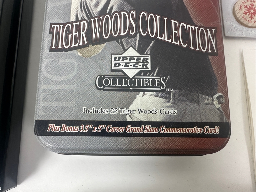 Tiger Woods Collectible Lot With (4) Upper Deck Collectibles Pens, (1) 2001 Upper Deck St. Nick's Classic Tiger Woods Ball Marker Card And (1) Upper Deck Tiger Woods Collection Trading Cards Premiere Edition [Photo 3]