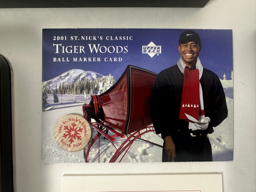 Tiger Woods Collectible Lot With (4) Upper Deck Collectibles Pens, (1) 2001 Upper Deck St. Nick's Classic Tiger Woods Ball Marker Card And (1) Upper Deck Tiger Woods Collection Trading Cards Premiere Edition [Photo 4]