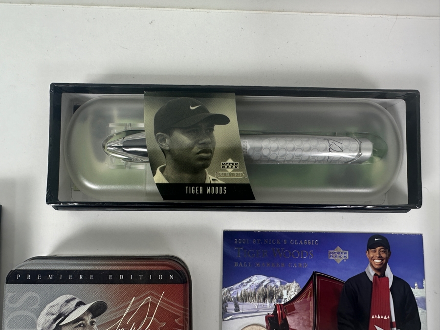Tiger Woods Collectible Lot With (4) Upper Deck Collectibles Pens, (1) 2001 Upper Deck St. Nick's Classic Tiger Woods Ball Marker Card And (1) Upper Deck Tiger Woods Collection Trading Cards Premiere Edition [Photo 6]