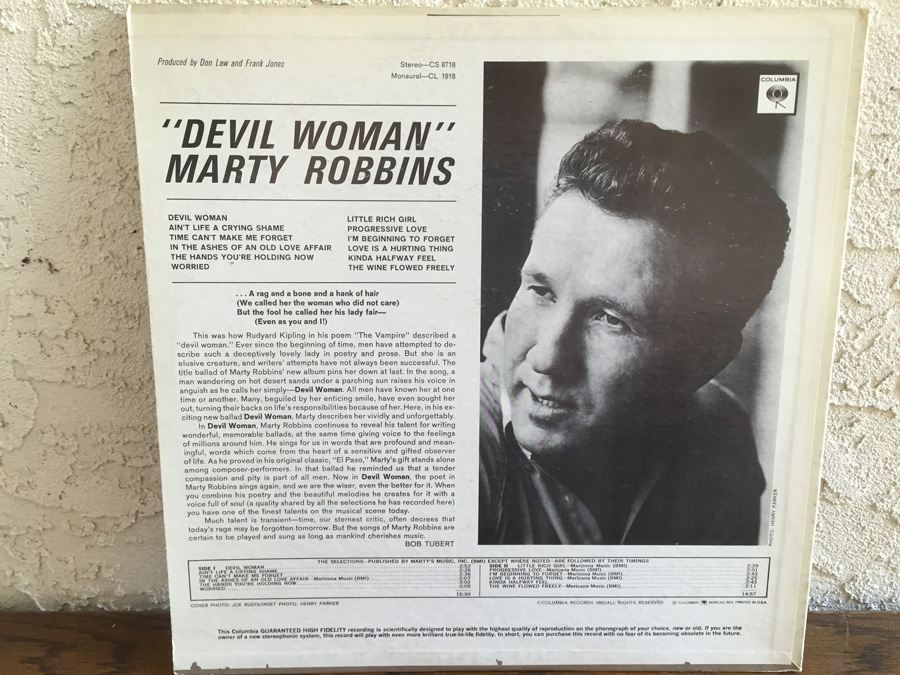 Marty Robbins ‎- Devil Woman - Columbia ‎- CL 1918 [Photo 2]