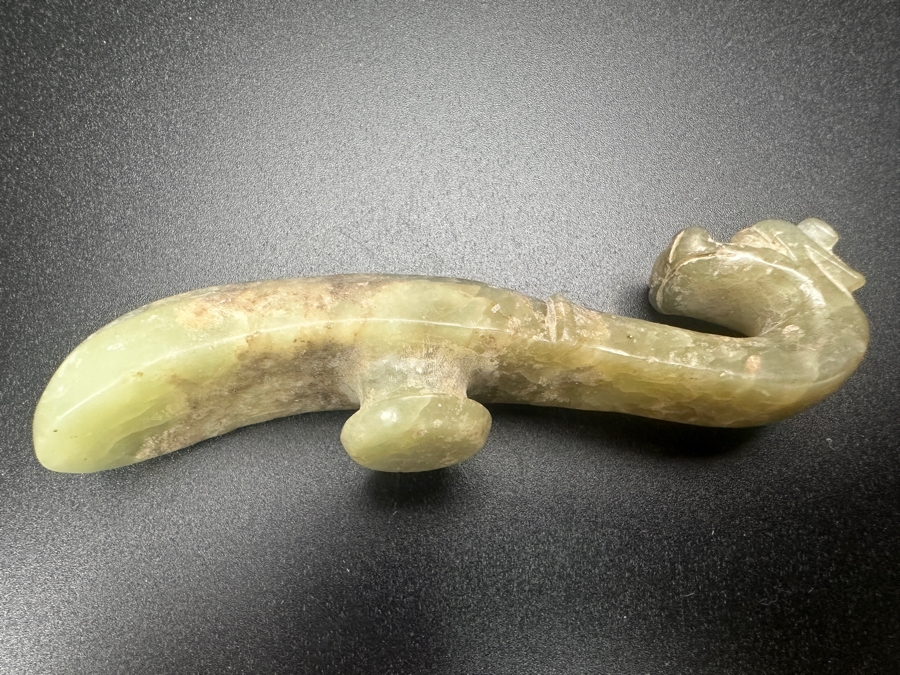 Vintage Chinese Carved Jade Belt Hook 3.5'L [Photo 5]