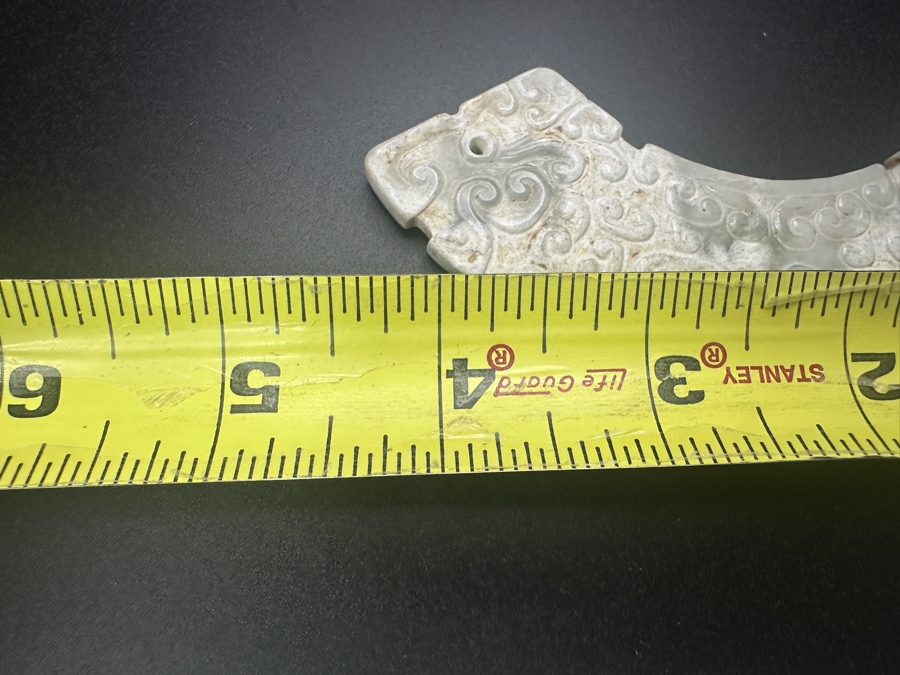 Vintage Chinese Carved Jade Huang Relief Arc Pendant 4.5'W [Photo 9]