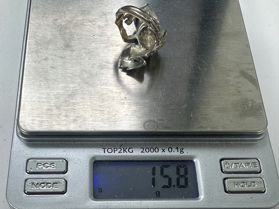 Sterling Silver Frog Ring 15.8g Size 8.25  [Photo 8]
