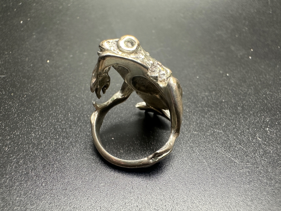 Sterling Silver Frog Ring 15.8g Size 8.25  [Photo 5]
