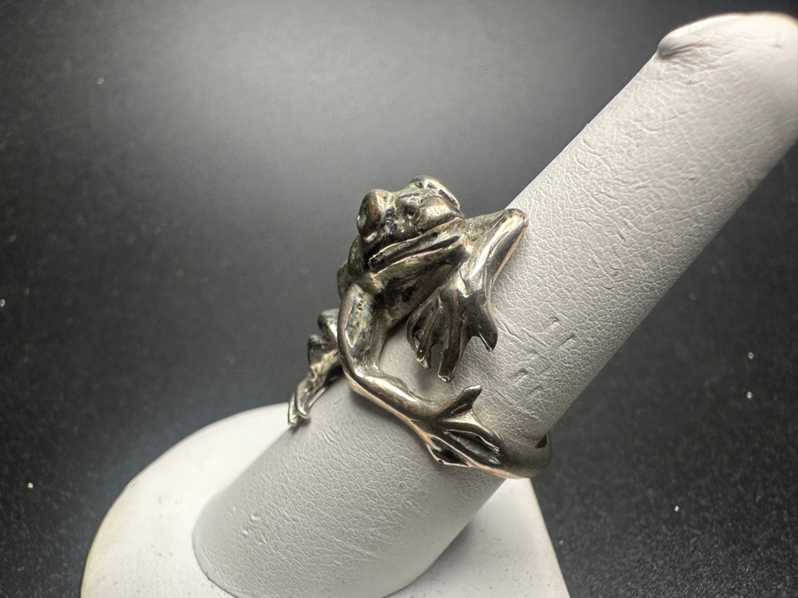 Sterling Silver Frog Ring 15.8g Size 8.25  [Photo 3]