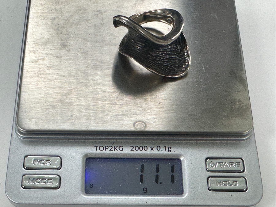 Sterling Silver Modernist Wave Ring 11.1g Size 9 [Photo 9]