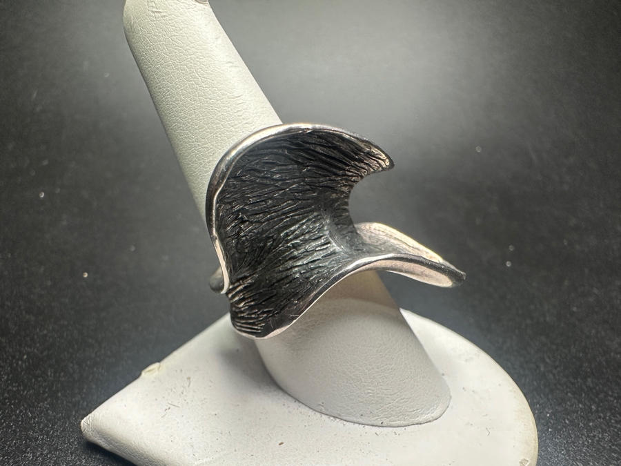 Sterling Silver Modernist Wave Ring 11.1g Size 9 [Photo 2]